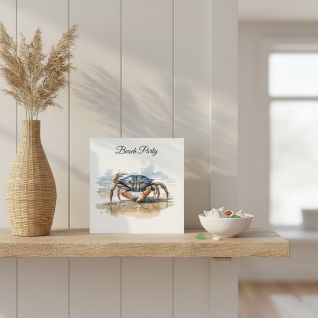 Akvarell Strandkrabba, specialbeställning Inbjudningar (Skapare uppladdad)