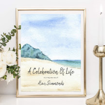 Akvarell Strandscen Firande Av Livet