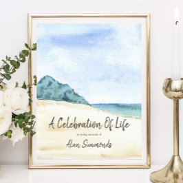 Akvarell Strandscen Firande Av Livet Poster