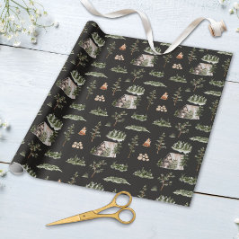 Akvarell stugskogs sömlöst mönster presentpapper