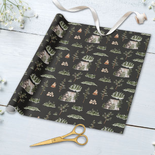 Akvarell stugskogs sömlöst mönster presentpapper
