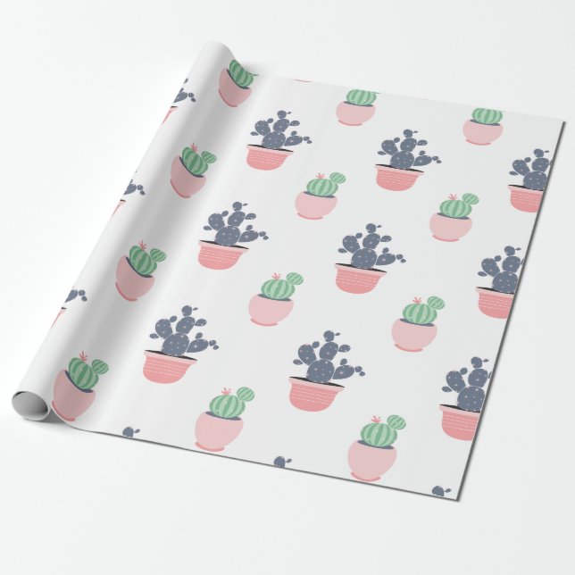 Akvarell suckulent växter presentpapper (Utrullad)