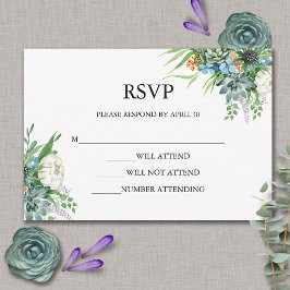 Akvarell Sukkulent Blommig Bouquet Boho Bröllop OSA Kort