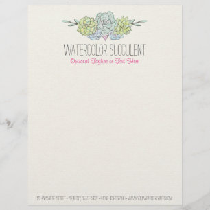 Akvarell Sukkulent Shabby Chic Bohemer Blommig Brevhuvud