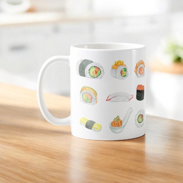 Akvarell Sushi-rullar Kaffemugg (Skapare uppladdad)