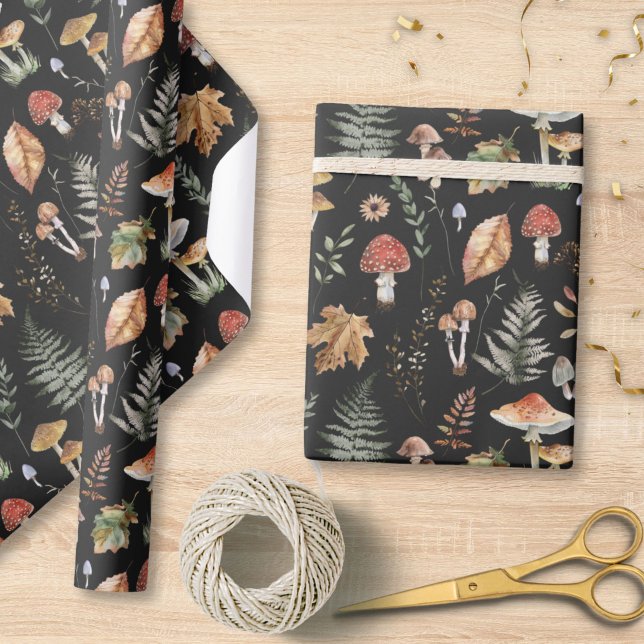Akvarell Svamp Botaniskt Mönster Decoupage Presentpapper (Skapare uppladdad)
