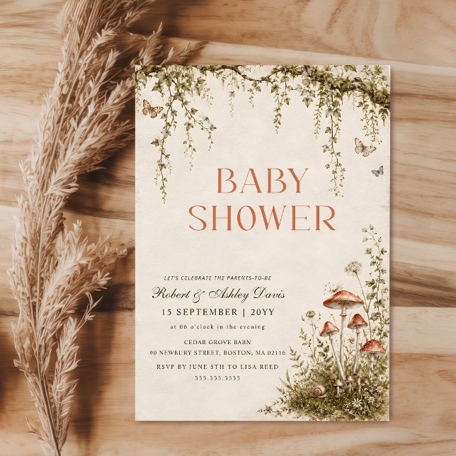 Akvarell Svamp Fjäril Baby Shower Inbjudningar (Skapare uppladdad)