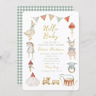 Akvarell Svamp och Baby Shower Whimsy Inbjudningar