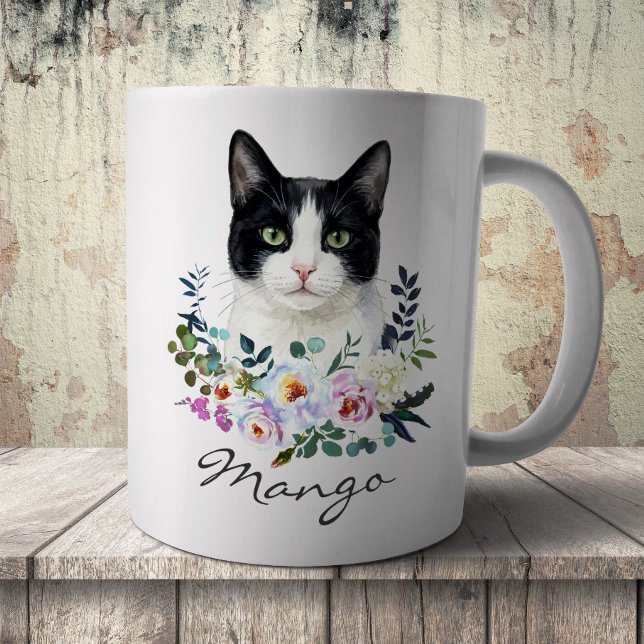 Akvarell Svart och Vit Katt Kaffemugg (Skapare uppladdad)