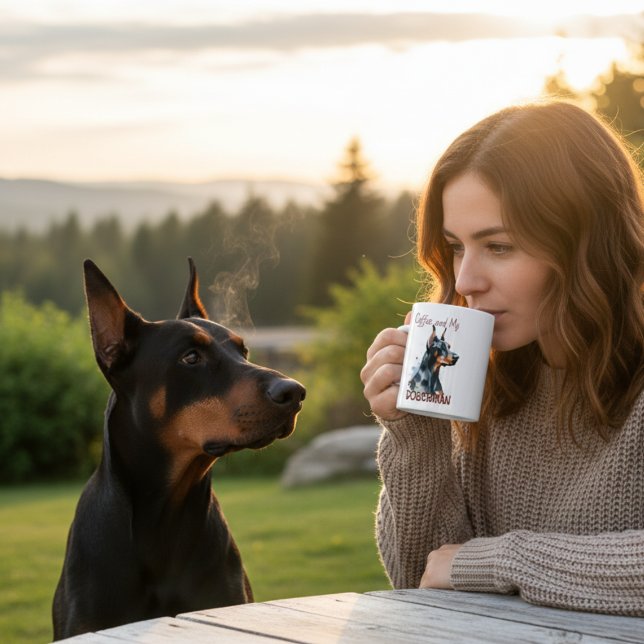 Akvarell Svarta/Brunkaffe och DOBERMAN Kaffemugg (Skapare uppladdad)
