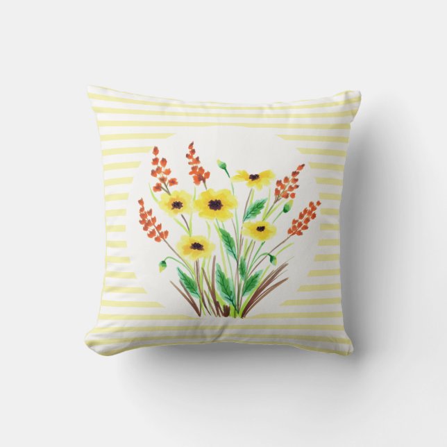 Akvarell Svartögd Susanneblomma Fyrkantig Kudde (Framsida)