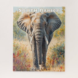 Akvarell Sydafrikansk Elefant Natur Pussel