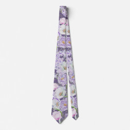 Akvarell Syrlilja Blommor på Lila Slips