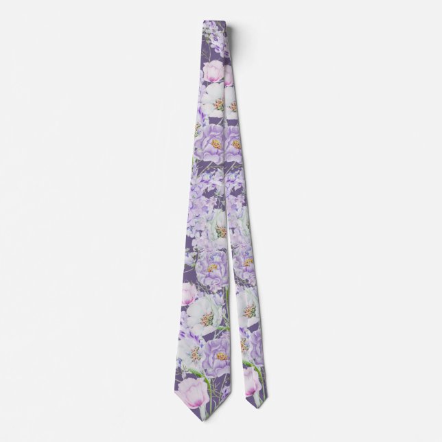 Akvarell Syrlilja Blommor på Lila Slips (Framsida)