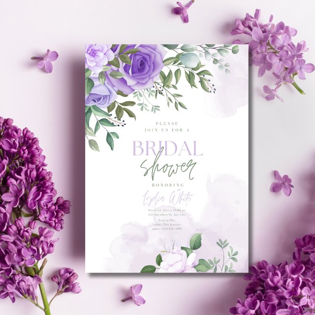 Akvarell Syrlilja Bröllopsdusch, Lavendel Shower Inbjudningar (Skapare uppladdad)