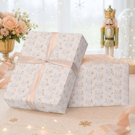 Akvarell Tall Träd Snöflinga Vinter Jul Presentpapper