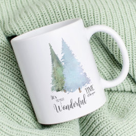 Akvarell Tallar Moderna Julsnöflingor Kaffemugg