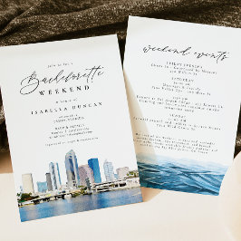 Akvarell Tampa Florida Siluett Hav Tropisk Inbjudningar