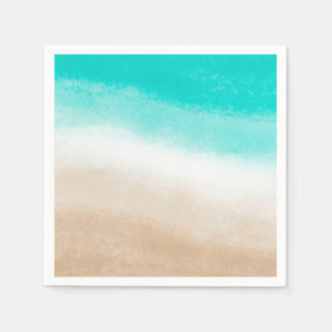 Akvarell Teal & Tan Elegant Strandbröllop Pappersservett