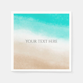 Akvarell Teal & Tan Elegant Strandbröllop Pappersservett