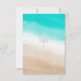 Akvarell Teal & Tan Elegant Strandbröllopsbord Inbjudningar