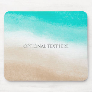 Akvarell Teal & Tan Vatten & Sand Strand Tropisk Musmatta