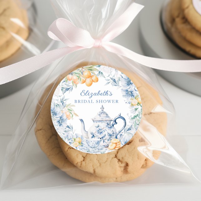 Akvarell Tebröllopsdusch Runt Klistermärke (Skapare uppladdad)