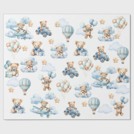 Akvarell Teddybjörn Aviator Mönster Present Presentpapper
