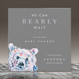 Akvarell Teddybjörn Baby Shower Inbjudningar