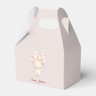 Akvarell Teddybjörn Ballonger Bebis Shower Presentaskar