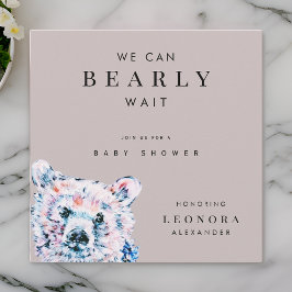 Akvarell Teddybjörn Bebis Shower Inbjudningar