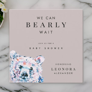 Akvarell Teddybjörn Bebis Shower Inbjudningar