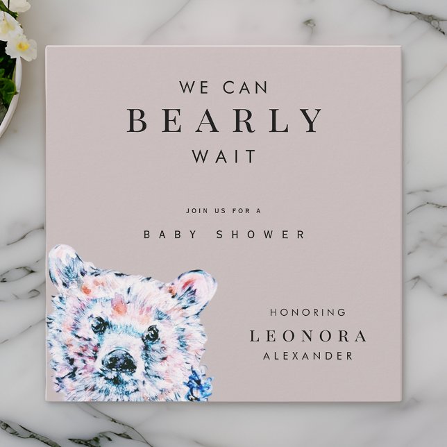 Akvarell Teddybjörn Bebis Shower Inbjudningar (Skapare uppladdad)