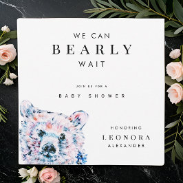Akvarell Teddybjörn Bebis Shower Inbjudningar
