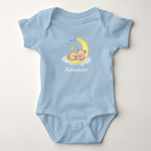 Akvarell Teddybjörn Måne Båge Blå T Shirt