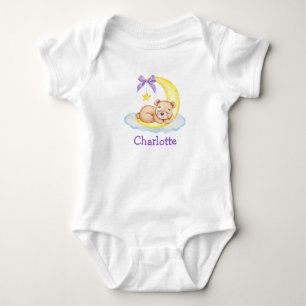 Akvarell Teddybjörn Måne Lila Slöja T Shirt