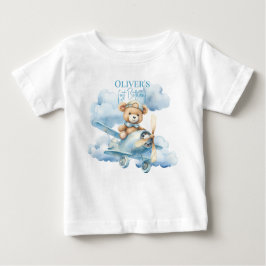 Akvarell Teddybjörn Pilot Första Födelsedag Bebis T Shirt