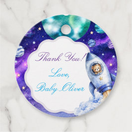 Akvarell Teddybjörn Raket Baby Shower Förmånsetike Gåvor Etiketter
