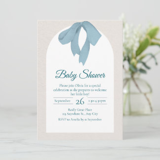 Akvarell Teddybjörn Varmt Luftballong Baby Shower Inbjudningar