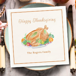 Akvarell Thanksgiving Kalkon Pappersservett