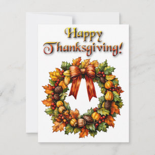 Akvarell Thanksgiving Krans Topografi Julkort