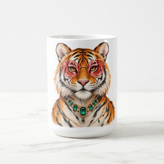 Akvarell Tiger Porträtt Söt Vilda Djur Konst Kaffe Kaffemugg