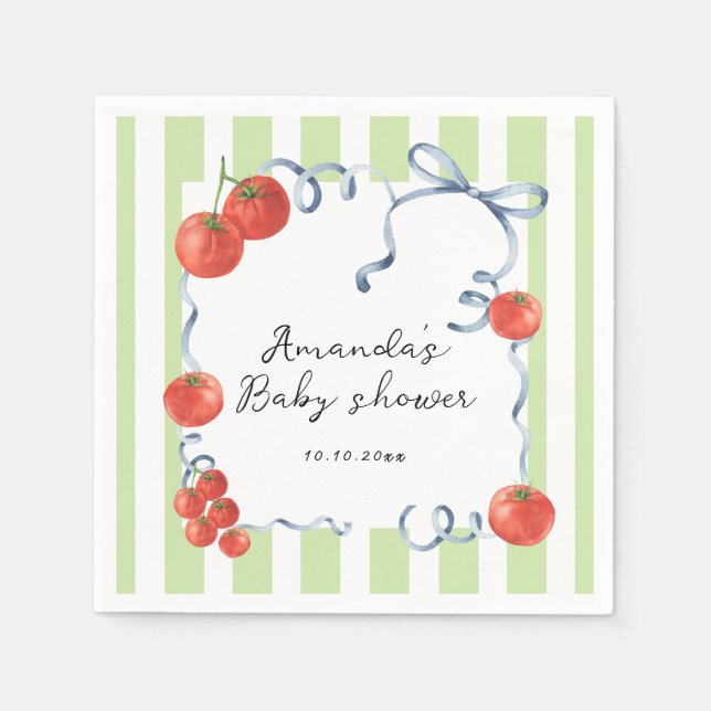 Akvarell tomat baby shower  pappersservett (Framsidan)