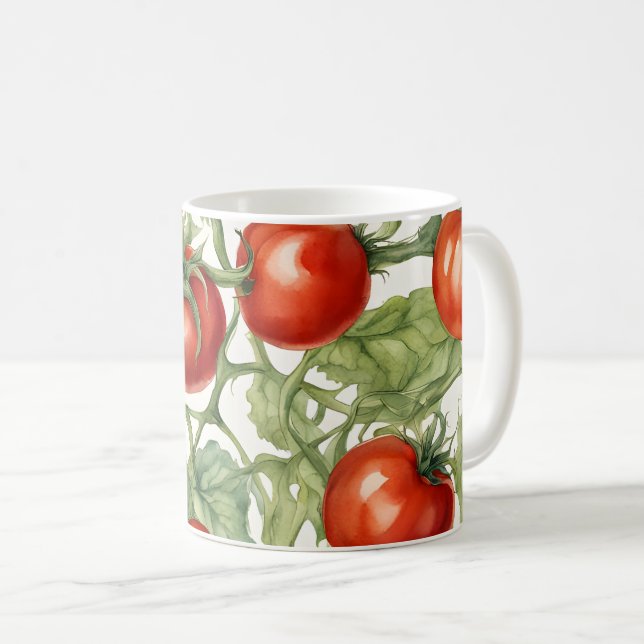 Akvarell Tomatvin Mönster | Botanisk Trädgård  Kaffemugg (Framsida höger)
