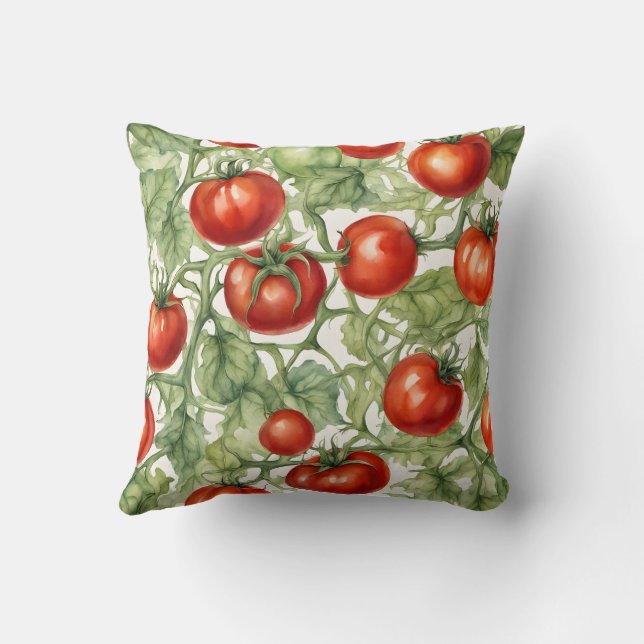 Akvarell Tomatvin Mönster | Botanisk Trädgård  Kudde (Baksida)