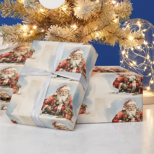 Akvarell Tomte med presenter  Presentpapper (Helgdagar)