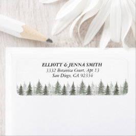 Akvarell Träd Rustik Berg Returadress Etikett
