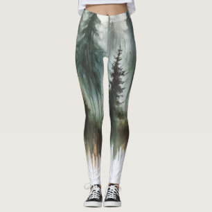 Akvarell Träd Rustik Vildmark Leggings