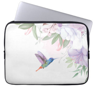Akvarell Trädgård Blommor Kolibri Fågel Laptop Fodral
