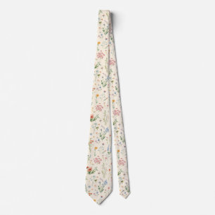akvarell Trädgårdsblommor Vildblomma Vår Äng Slips